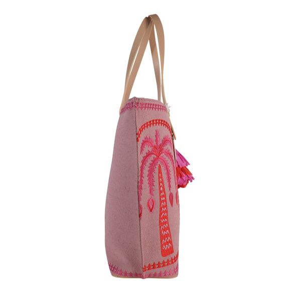 Spartina 449 Fiesta Embroidered Tote Bag- Richmond Hill Pink Palms - NWT - Picture 3 of 8